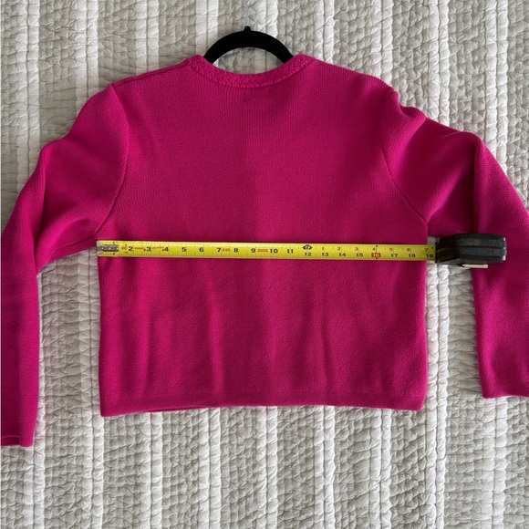 J. Crew Hot Pink Lady Jacket Cardigan with Gold Buttons, Size Medium - Picture 4 of 7